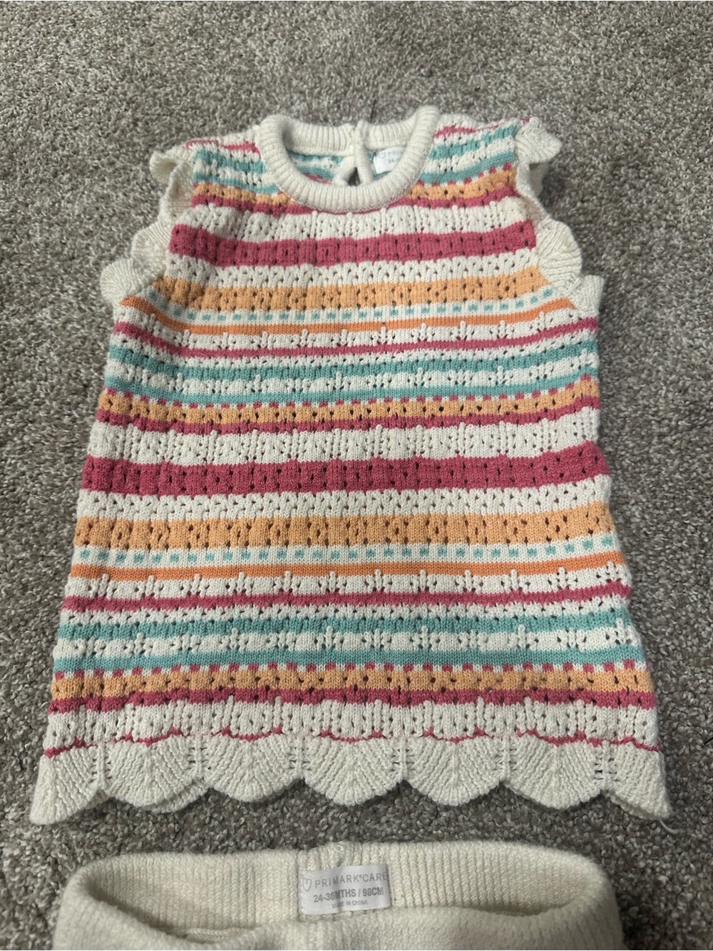 Primark Toddler Striped Knit Crochet Outfit Girls Shorts Tank 24-36 months - Picture 2 of 5